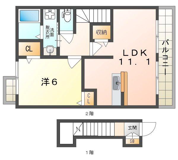 メゾン・フローラ(1LDK/2階)の間取り写真