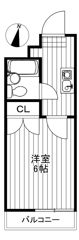 パール世田谷(1K/3階)の間取り写真