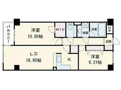 リベラル桜新町(2LDK/3階)の間取り写真