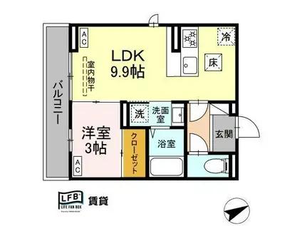 FOREST COURT(1LDK/3階)の間取り写真