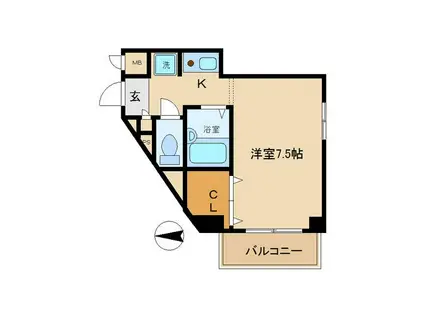 ボヌワール武庫之荘(1K/4階)の間取り写真