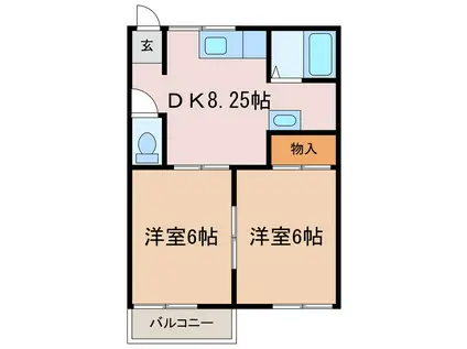 フォーブルJUN(2DK/2階)の間取り写真