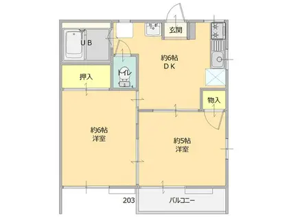 ハニーコーポ(2DK/2階)の間取り写真