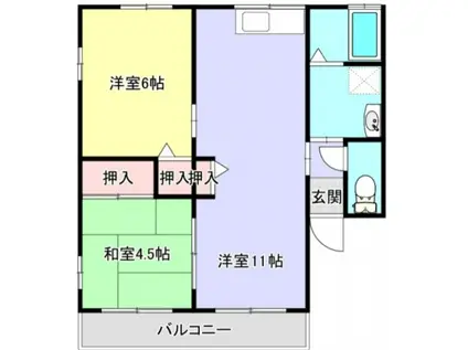 ウィンディ須屋I(2LDK/2階)の間取り写真