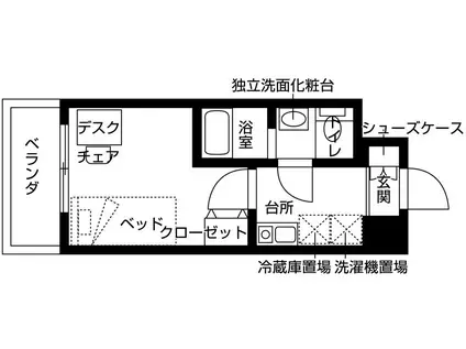 フレンシアエール町田(1K/9階)の間取り写真