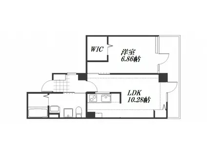 LUSSO ELISO京橋川(1LDK/4階)の間取り写真