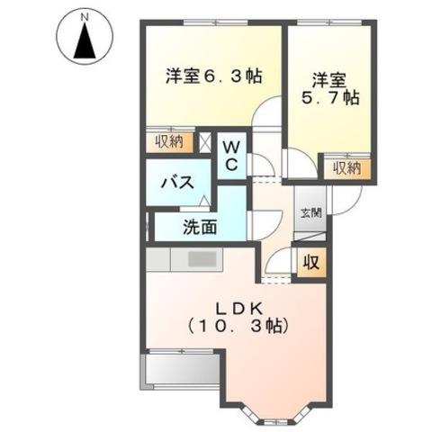 プランドール小池原(2LDK/2階)の間取り写真