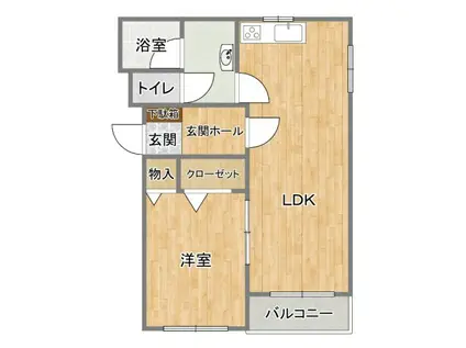 ヒーローマンション・カルミア(1LDK/2階)の間取り写真