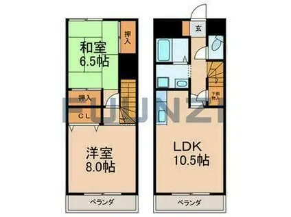 プラーティット本中山(2LDK/3階)の間取り写真