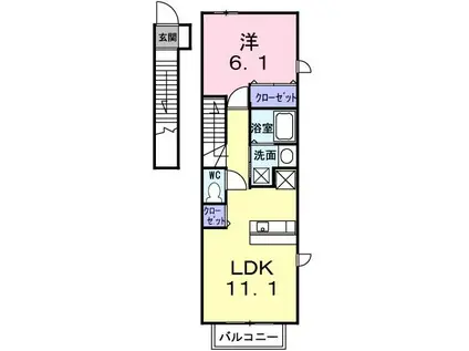 プロフォンド(1LDK/2階)の間取り写真