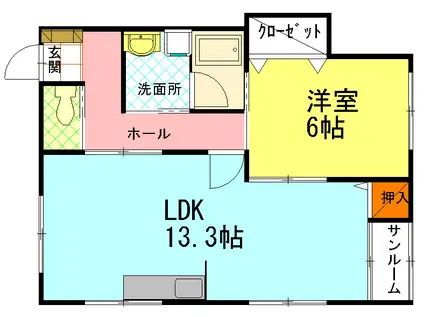 クリーンキャッスル(1LDK/2階)の間取り写真