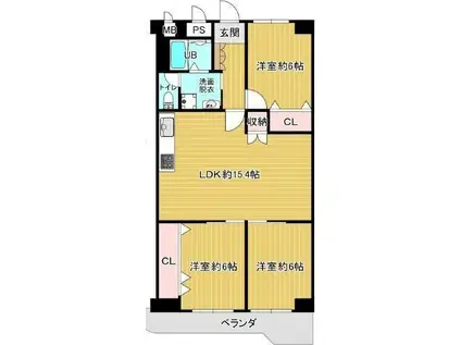 朝日プラザ天王寺(3LDK/11階)の間取り写真