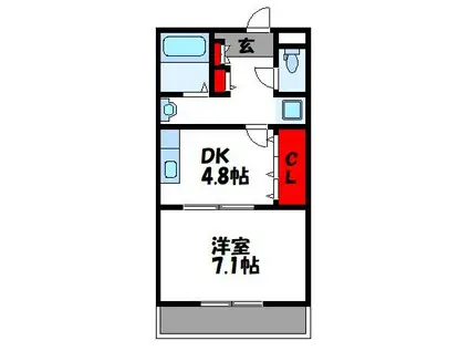 セゾン・デ・ルミエール(1DK/1階)の間取り写真