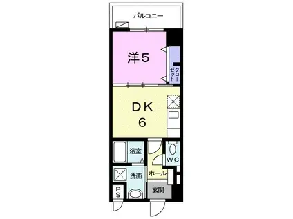 カルム・ヴィラ 長蔵(1DK/2階)の間取り写真