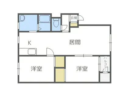 メゾン幌西(2LDK/4階)の間取り写真