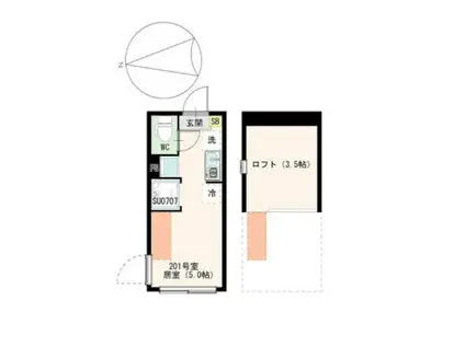 東尾久2丁目アパート(ワンルーム/2階)の間取り写真