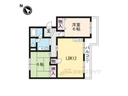 湖城ヶ丘ハイツ5号館(2LDK/1階)の間取り写真