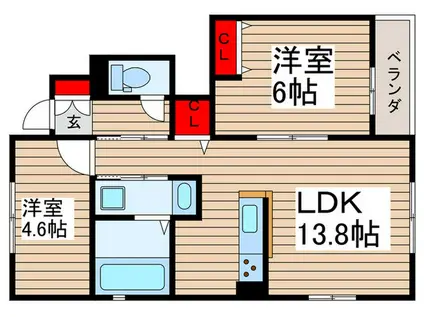 ソフィアおおたかの森B(2LDK/1階)の間取り写真