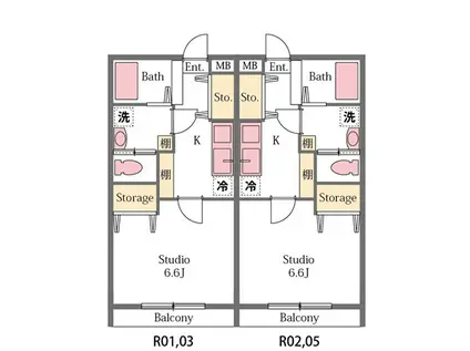 東武東上線 東松山駅 徒歩19分 2階建 築9年(1K/1階)の間取り写真