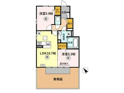 エスポワール・ナミIII(2LDK/1階)の間取り写真