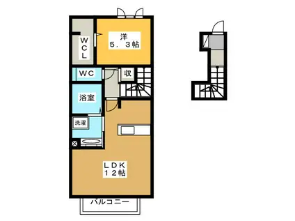 プリマベール(1LDK/2階)の間取り写真