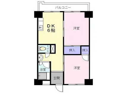 北長尾マンション(2DK/1階)の間取り写真