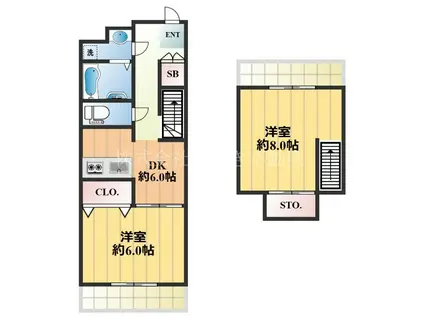 ヴィラ・ウエルス(2DK/6階)の間取り写真