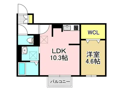 モアプラス東鳴水(1LDK/3階)の間取り写真