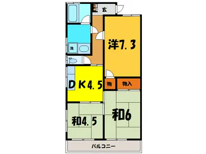 オリエンタルコーポ小林 A・B(3DK/2階)の間取り写真