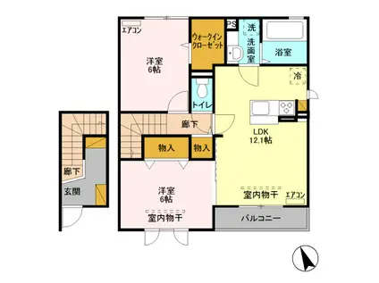 D-ROOM ピーノ・スミレ B 201(2LDK/2階)の間取り写真