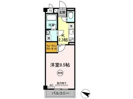 イミソーレ(1K/1階)の間取り写真