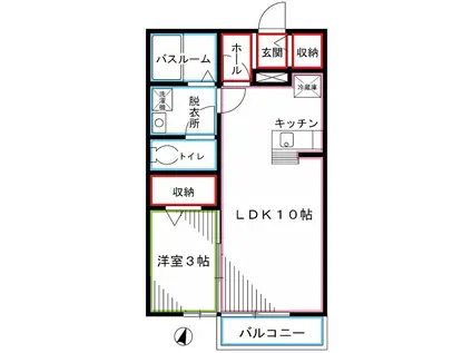プランドール・レーブII(1LDK/2階)の間取り写真