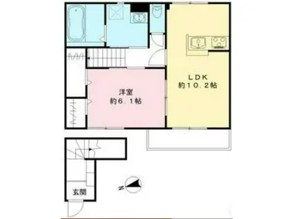 エスベランサ A棟(1LDK/2階)の間取り写真