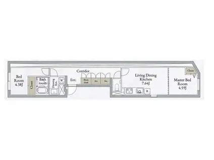 ライブフラット高田馬場(2DK/4階)の間取り写真