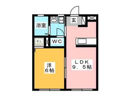 PUERTA ROJO(1LDK/1階)の間取り写真