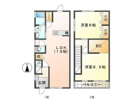 メゾネット清水(2LDK/1階)の間取り写真