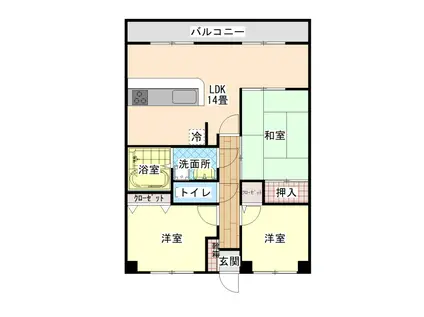 サンロイヤル金生(3LDK/5階)の間取り写真
