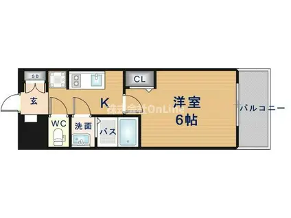 プレサンス鶴橋トレヴィエ(1K/2階)の間取り写真