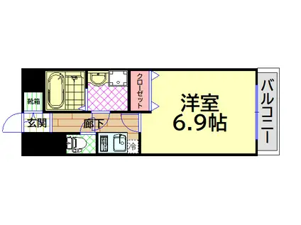 PERFECT LIFE本田(1K/8階)の間取り写真