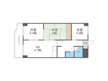 マンションブリッジ(3DK/9階)の間取り写真
