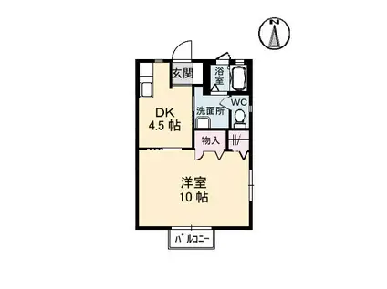 ディアス住吉II(1DK/2階)の間取り写真