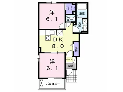 ヴィラ・フィオーレ(2DK/1階)の間取り写真