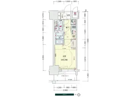 プレサンスSAKAEフロント(1K/2階)の間取り写真