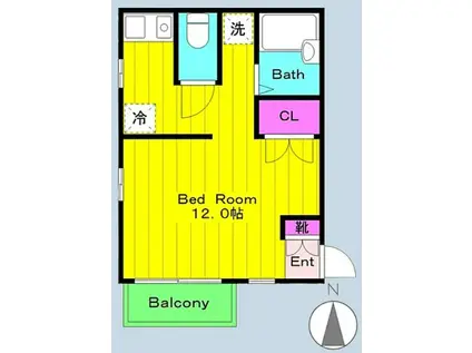 エコーバレー関口(ワンルーム/1階)の間取り写真
