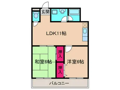 メルヴェイユー(2LDK/2階)の間取り写真