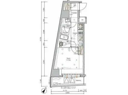 SYFORME SHIROKANE-TAKANAWA(1K/9階)の間取り写真