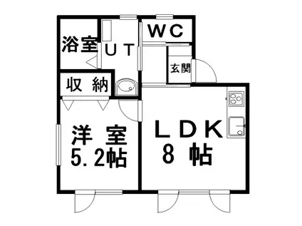 すみれⅡ(1LDK/2階)の間取り写真