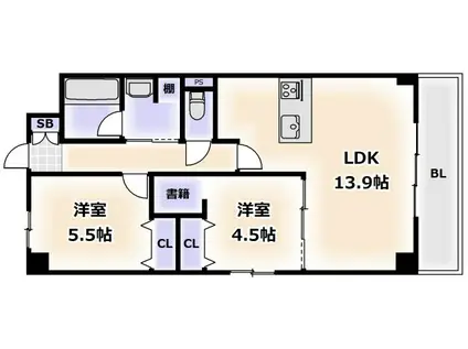 ベルンガーデン勝山北(2LDK/10階)の間取り写真