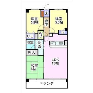 エアーシャトー六田(3LDK/2階)の間取り写真