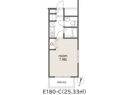 プラティーク事公苑(1K/2階)の間取り写真